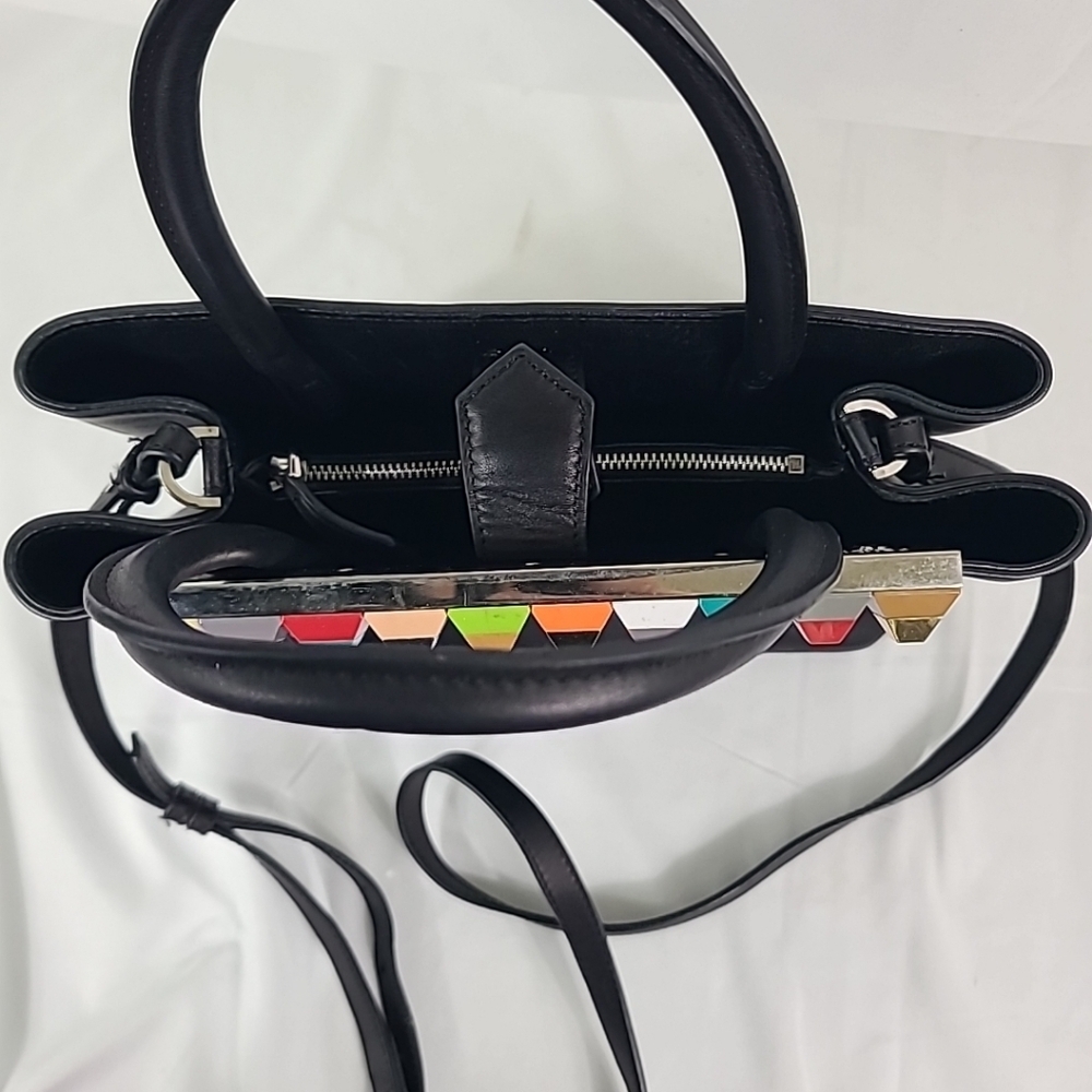 Fendi Black Leather Stud Applique Petite 2Jours Elite Tote - Picture 10 of 14